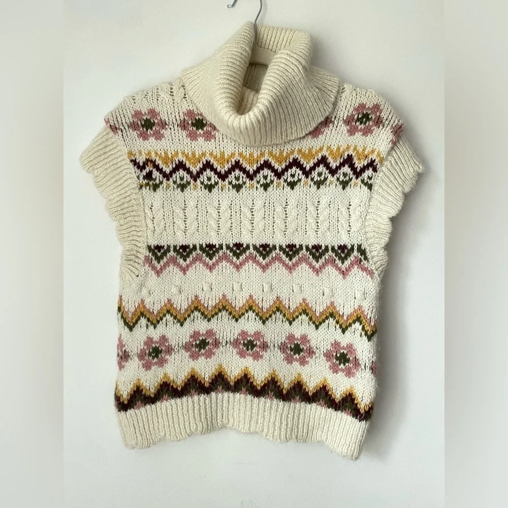 Mango Sweater Women’s Small Wool Knit Floral